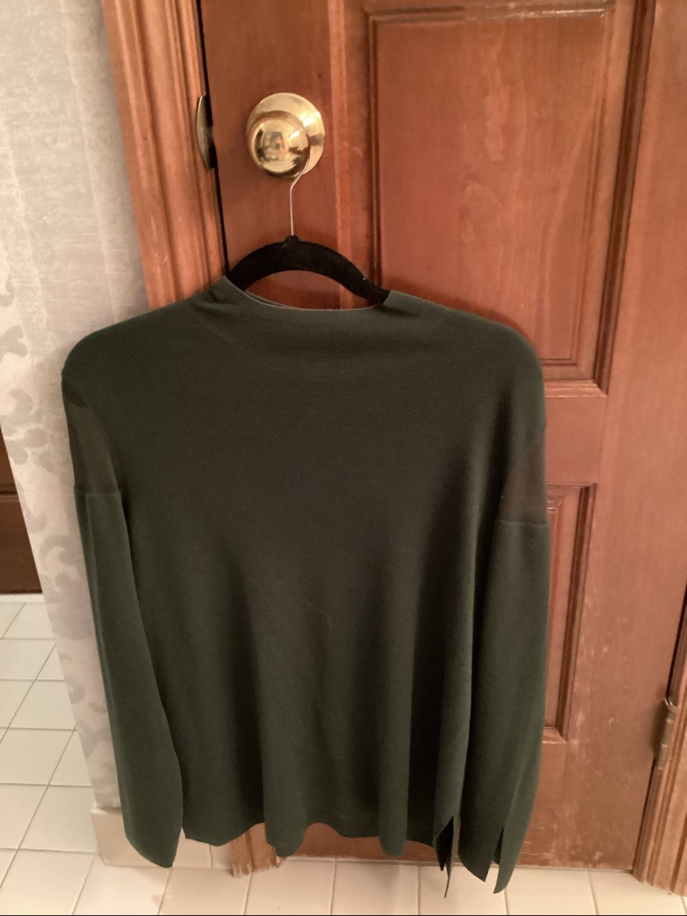Lafayette 148 New York Forest Green Long-Sleeve Crewneck Top